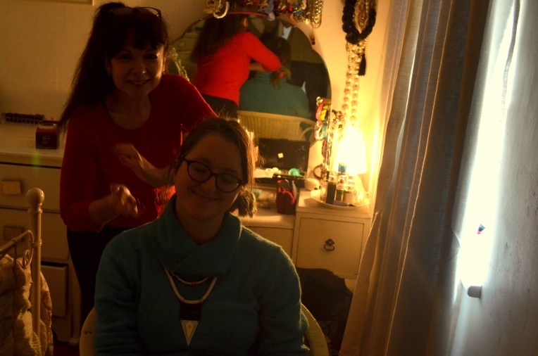 Ahhh...Katie enjoys Michelle's relaxing chair massage.